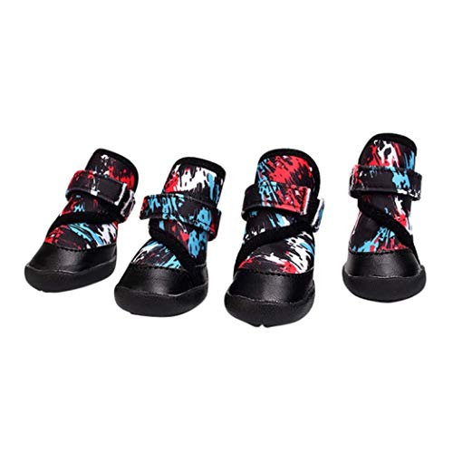 Zapato de Perro Colorido Reflectante Bota de Perro de Invierno Calzado Use Bota Antideslizante Correas de sujeción Ajustables Suministros para Mascotas
