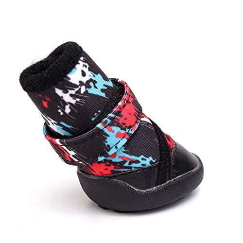 Zapato de Perro Colorido Reflectante Bota de Perro de Invierno Calzado Use Bota Antideslizante Correas de sujeción Ajustables Suministros para Mascotas