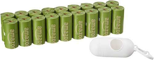 AmazonBasics - Bolsa mejorada para heces de perro con aditivos EPI y dispensador y pinza para correa - 270 unidades, mango brasileño