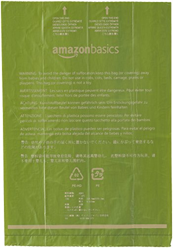 AmazonBasics - Bolsa mejorada para heces de perro con aditivos EPI y dispensador y pinza para correa - 270 unidades, mango brasileño