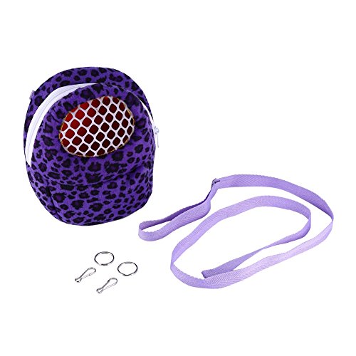 Bolso Tipo Mochila Ideal para Transporte de Animales Pequeño Hamster Erizo Diseño de Leopardo Estampado Animal Mochila de Viaje con Correa (Color: Violeta Talla:13cm x 18cm)