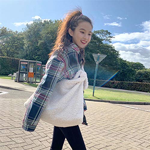 DPFXNN Bolsa de Cachemir de otoño e Invierno, Material de Piel de Cordero Artificial, Bolsa de Hombro de Gran Capacidad, Bolsa Peluda Adecuada para Las Compras diarias de Fitness para niñas