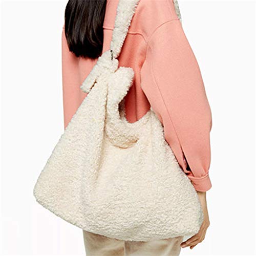 DPFXNN Bolsa de Cachemir de otoño e Invierno, Material de Piel de Cordero Artificial, Bolsa de Hombro de Gran Capacidad, Bolsa Peluda Adecuada para Las Compras diarias de Fitness para niñas