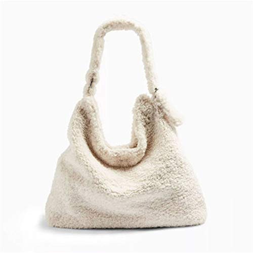 DPFXNN Bolsa de Cachemir de otoño e Invierno, Material de Piel de Cordero Artificial, Bolsa de Hombro de Gran Capacidad, Bolsa Peluda Adecuada para Las Compras diarias de Fitness para niñas