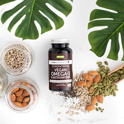 Igennus Healthcare Nutrition Omega-3 de Aceite de Algas Vegano (DHA + EPA 600 mg) y Astaxantina, 60 cápsulas 60 Unidad 54 g