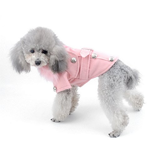 smalllee_lucky_store - Abrigo con Cuello de Pelo de Lana para pequeños Gatos o Perros, Talla X, Color Rosa