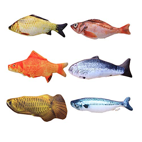 6 Piezas Juguete Hierba Gatera,para Gatos Catnip Juguetes Simulación Peluches Pescado Shape Interactiva Mascota Chew Bite Suministros para Gato,Pescados del Juguete,Interactiva Mascota (20 Cm)