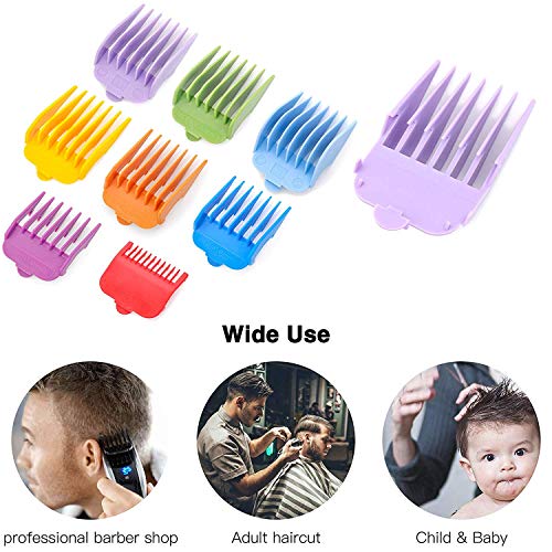 8 recortadores de cabello profesionales de color/cortadoras codificadas con clipper Guías/peines # 3170-400- 1/8 ”a 1 -Gran ajustes para todos los cortadores/recortadores Wahl de tamaño completo