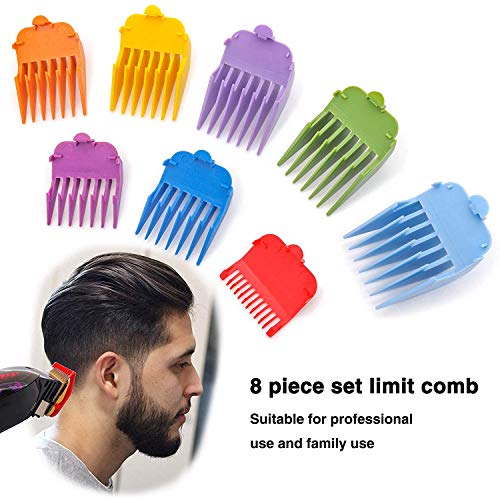 8 recortadores de cabello profesionales de color/cortadoras codificadas con clipper Guías/peines # 3170-400- 1/8 ”a 1 -Gran ajustes para todos los cortadores/recortadores Wahl de tamaño completo