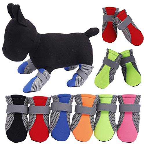 Bbl345dLlo Calcetines Antideslizantes para Perro, 4 Unidades de Zapatos para Perro Antideslizantes, Suela Suave, Transpirables, Correas Ajustables, Botas