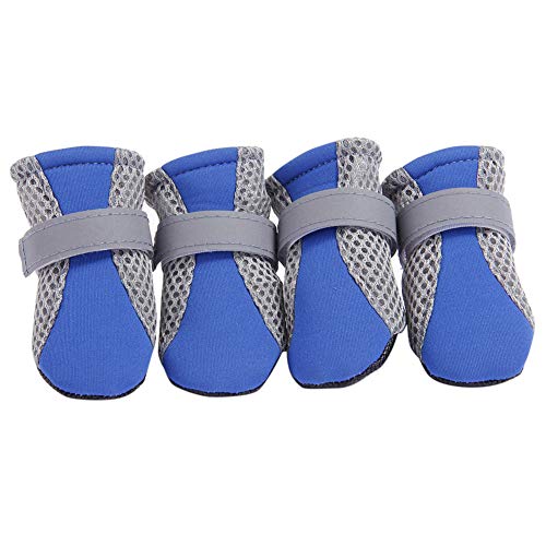 Bbl345dLlo Calcetines Antideslizantes para Perro, 4 Unidades de Zapatos para Perro Antideslizantes, Suela Suave, Transpirables, Correas Ajustables, Botas