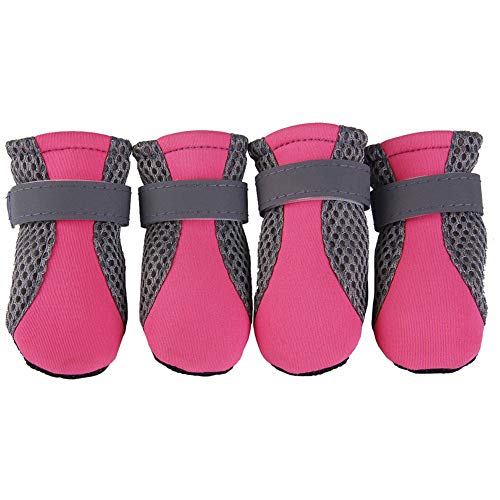 Bbl345dLlo Calcetines Antideslizantes para Perro, 4 Unidades de Zapatos para Perro Antideslizantes, Suela Suave, Transpirables, Correas Ajustables, Botas