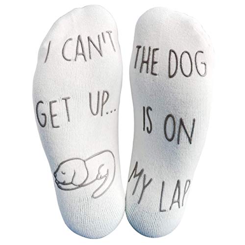 Calcetines para perro con texto en inglés "I Cant Get Up, The Dog Is On My Lap"