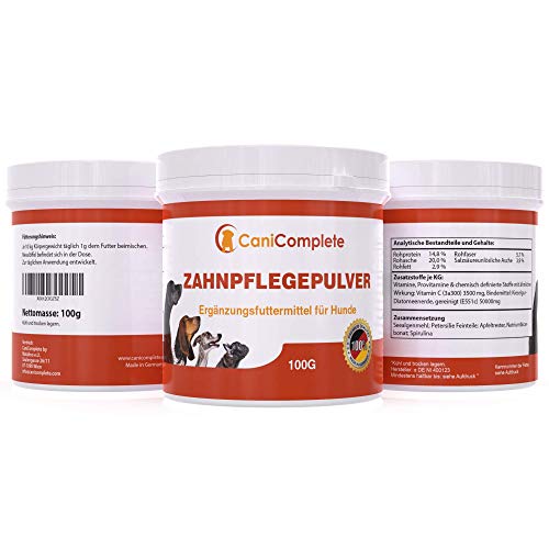 CaniComplete - Limpiador dental para perros - combate eficazmente el olor de la boca y limpia tanto los dientes como las encías. Polvo especial para el cuidado dental de perros.