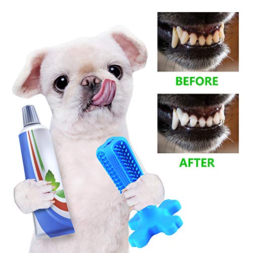 Cepillo de Dientes para Perros, Juguete para cepillos de Dientes para Perros, Juguetes para Masticar Perros para Mascotas, Limpieza de Cachorros, Cuidado Dental, Cachorro, Cepillo de Dientes (Azul)