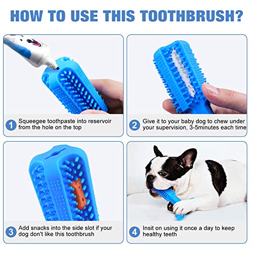 Cepillo de Dientes para Perros, Juguete para cepillos de Dientes para Perros, Juguetes para Masticar Perros para Mascotas, Limpieza de Cachorros, Cuidado Dental, Cachorro, Cepillo de Dientes (Azul)