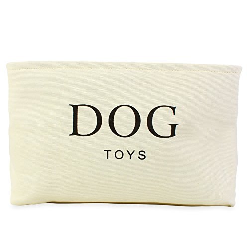Cesta para Juguetes de Perro de Lona Color Crema - Caja de Alta Calidad para Almacenar los Juguetes de los Perros. 40 cm x 30 cm x 25 cm
