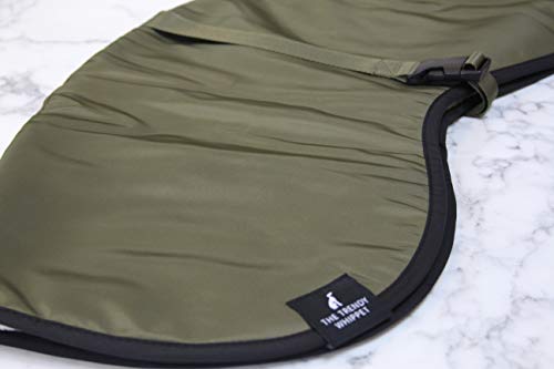 Chubasquero impermeable con forro de forro polar, color verde oliva, con correa de clip ajustable a juego, galgo italiano, mirlo