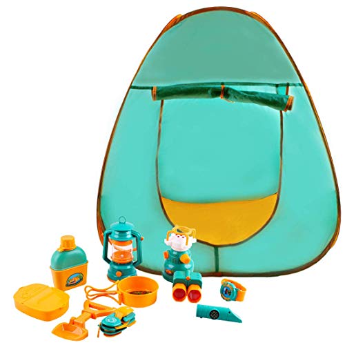 deAO Juego de Supervivencia Camping Infantil Conjunto de Imitación para Niños y Niñas Incluye Tienda de Campaña Pop Up, Farol, Camping Gas y Accesorios Actividad Recreativa Interior y Exterior