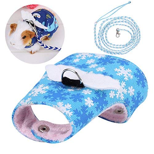 Fdit Ropa Ardilla Mascota Chaleco de Arneses Chaleco de la Historieta con Correa de Plomo para Caminar Ferret Chinchilla Ardilla de Pequeños Animales () Azul Claro