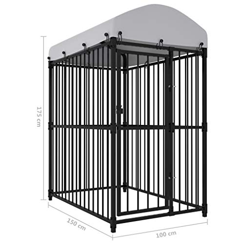 Festnight Perrera de Exterior con Techo Perreras para Perros Exterior Jaula Perro Grande 150x100x175 cm