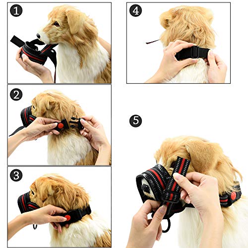 FurPaw Bozal Perros Boca Nylon Grandes Mediano Evitar Que Perros Ladren, Muerdan, Peleen, Lamen Heridas y Ingieran - L