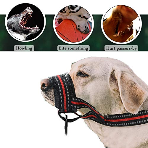 FurPaw Bozal Perros Boca Nylon Grandes Mediano Evitar Que Perros Ladren, Muerdan, Peleen, Lamen Heridas y Ingieran - L