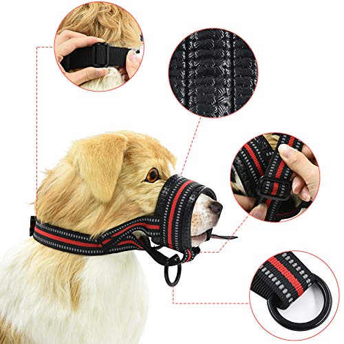 FurPaw Bozal Perros Boca Nylon Grandes Mediano Evitar Que Perros Ladren, Muerdan, Peleen, Lamen Heridas y Ingieran - L