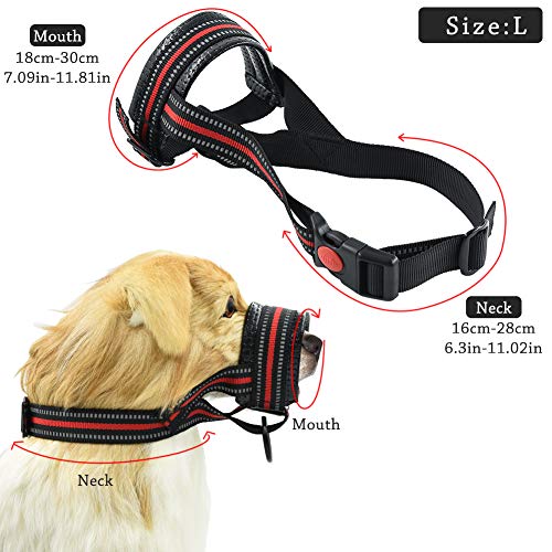 FurPaw Bozal Perros Boca Nylon Grandes Mediano Evitar Que Perros Ladren, Muerdan, Peleen, Lamen Heridas y Ingieran - L