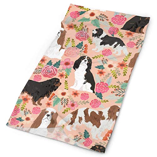 gii6LMLMLFGHLBB Cavalier King Charles Spaniel Perro Florals Flores Flor Lindo Perro Perros Mascotas Vintage Florals Melocotón Bandas para la Cabeza Bandana Cap Bufanda Cara Cuello Polainas Envoltur