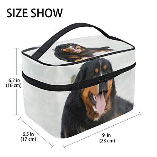 Happy Bernese Mountain Dog - Neceser de maquillaje (tamaño grande), diseño de perro de montaña