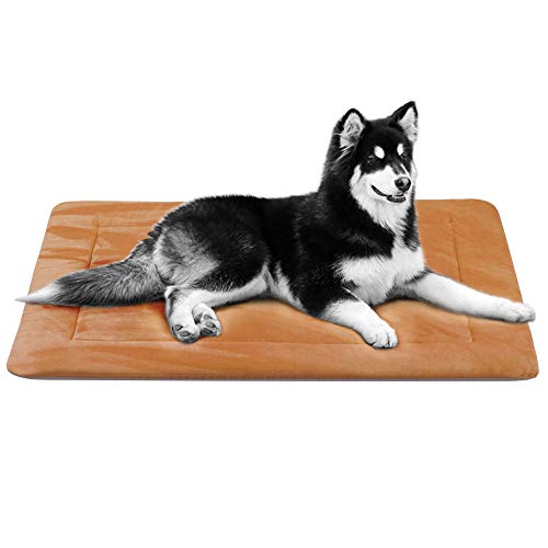 Hero Dog Colchoneta Grande Suave para Perros - 100% Lavable A Máquina, Colchón Antideslizante De Color Intenso (L(107 x 75 CM), Café)
