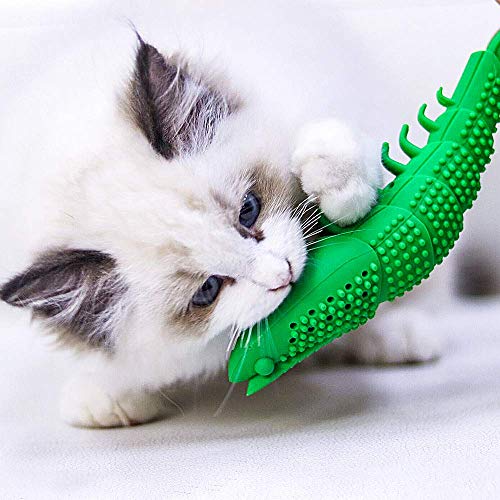 Juguete para Gato, Cepillo de Dientes Interactivo para Gatos, Juguete para Masticar para Gatos, Gatos, Limpieza de Dientes y Cuidado Dental, Forma de pez Cera, Juguete para Mascotas