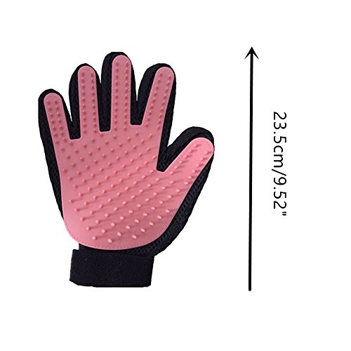 Locisne 2Packs perro de mascota Gato limpieza baño cepillo guante Silicona True Touch para masaje suave y eficiente Grooming Groomer Eliminación removedor pelo Limpiar el guante,la mano derechas