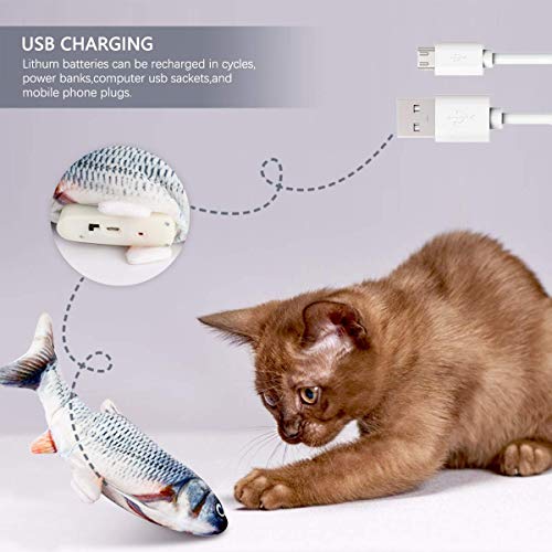 Nincee Simulación Realista de Felpa Pez muñeca eléctrica,    Suministros interactivos Divertidos para Masticar Mascotas   Flop de Gato/Gatito/Gatito Gato de Juguete   Juguetes Catnip (A)