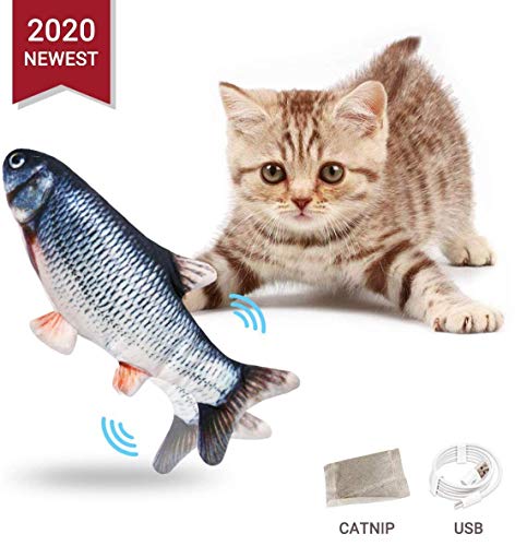 Nincee Simulación Realista de Felpa Pez muñeca eléctrica,    Suministros interactivos Divertidos para Masticar Mascotas   Flop de Gato/Gatito/Gatito Gato de Juguete   Juguetes Catnip (A)
