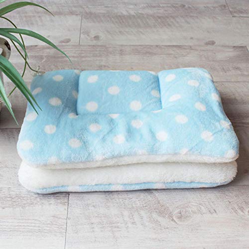 PENVEAT Colchoneta para Perros Cojín para Mascotas Manta Cachorro cálido Gato Fleece Cama para Dormir para Perros pequeños medianos Grandes Almohadilla para Gatos Cama Perro, Punto Azul, 80x57cm