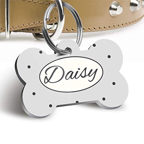 Pet Tag Art Con Forma de Hueso Identificación Personalizada de la Etiqueta del Animal doméstico de Ambos Lados - 04