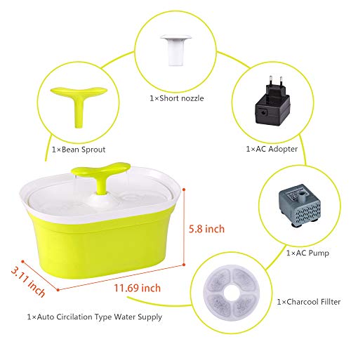 Pet-U - Fuente para Beber para Gatos, 2,8 l, automática, para Perros y Gatos, con Filtro, silenciosa, Antideslizante, dispensador de Agua