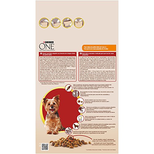 PURINA ONE Mini Pienso para Perro Senior Pollo y Arroz 8 x 800 g