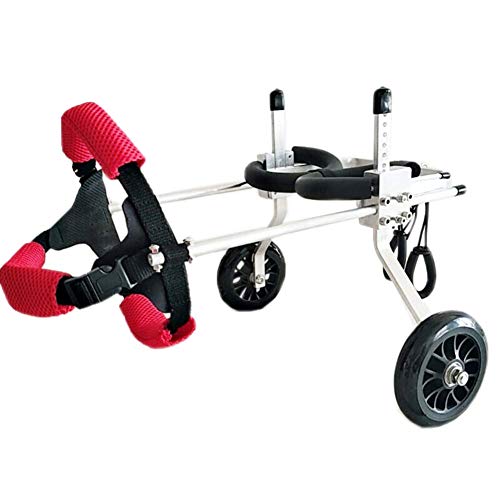 Silla de ruedas para mascotas, silla de ruedas para perros Arnés de movilidad para perros, Silla de ruedas con soporte trasero, Rehabilitación de piernas traseras Material de aluminio 2 Ruedas,M