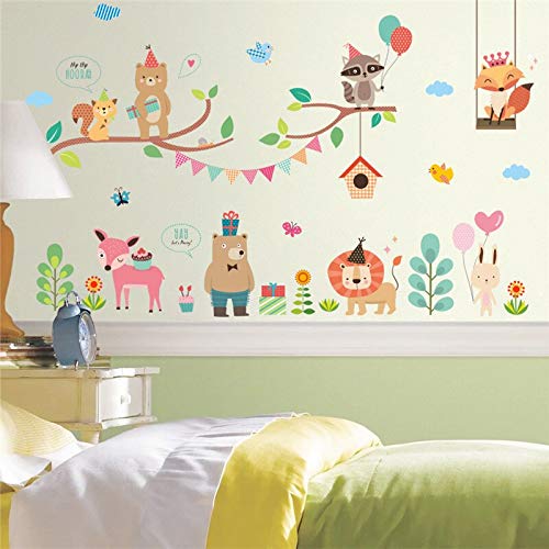 sxh28185171 Forest Zoo Jungle Wildlife Etiqueta de la Pared Decoración navideña Tatuajes de Pared Mural Tienda Ventana Decoración del hogar90cmX60cm