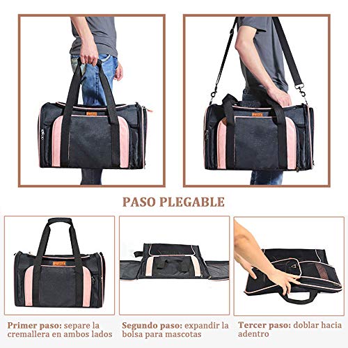 XINCHAOZ Transportin para Perro y Gato, Bolsa de Transporte Escalable Transpirable, Transportín para Perros Gatos Capazo Portador Tela Mascotas, para el en Avión, Coche o en el Tren