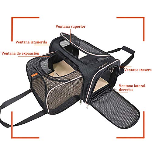 XINCHAOZ Transportin para Perro y Gato, Bolsa de Transporte Escalable Transpirable, Transportín para Perros Gatos Capazo Portador Tela Mascotas, para el en Avión, Coche o en el Tren