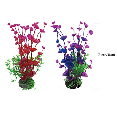 Aisamco Plantas acuáticas Artificiales, 6 Piezas de Plantas de Acuario, 1 Piezas de Acuario Artificial decoración de Resina de Adorno de plástico, Acuario Plantas de plástico Artificial decoración