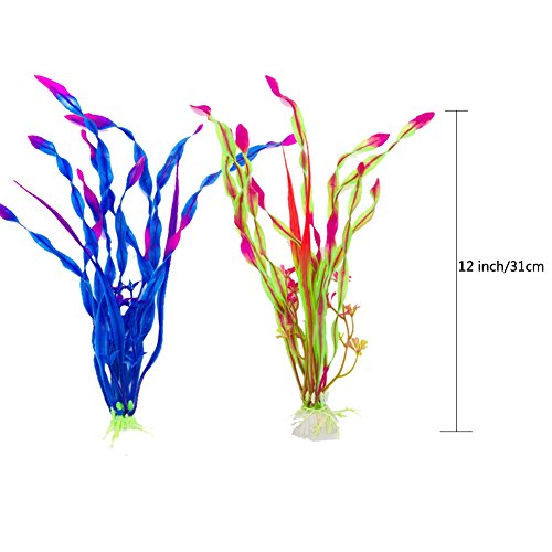 Aisamco Plantas acuáticas Artificiales, 6 Piezas de Plantas de Acuario, 1 Piezas de Acuario Artificial decoración de Resina de Adorno de plástico, Acuario Plantas de plástico Artificial decoración