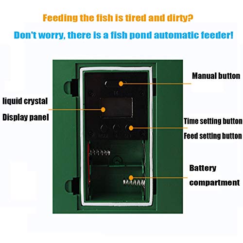 Al Aire Libre Automático Pez Alimentador, Abdominales Material 5L Grande Capacidad Pez Comida Dispensadores Alimentador Acuario Adecuado para Estanque Acuario Cría Verde