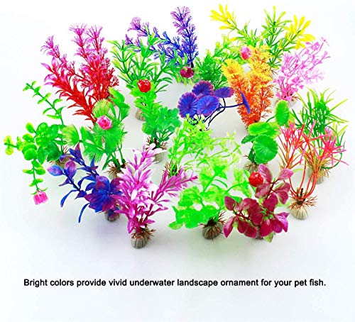 BETOY Plantas acuáticas Artificiales, 20 Piezas Plantas Grandes de Acuario Decoraciones plásticas del Tanque de Peces, Acuario Plantas de plástico Artificial decoración