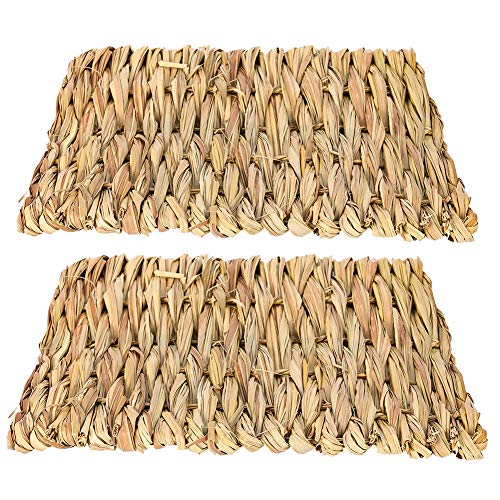 Bolonbi - Juego de 2 Camas de Juguete para Masticar Animales, Alfombrillas de Tejido Natural para césped, Conejo, Conejo, Conejo, hámster, Rata