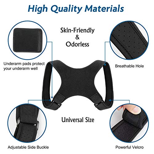 Corrector de Postura, Corrector Postura Espalda Faja para Hombre y Mujer Hombro Clavícula Espalda Recta Soporte - Mejorar Postura Posture Corrector incluye 2X Soportes para Hombreras y 1x Rodiller